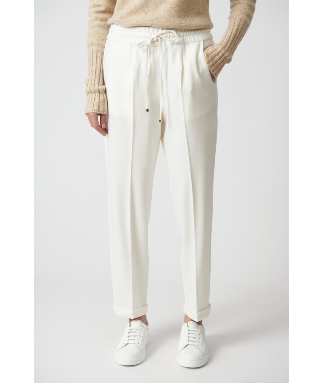 KITON Белые шерстяные прямые брюки, фото 5