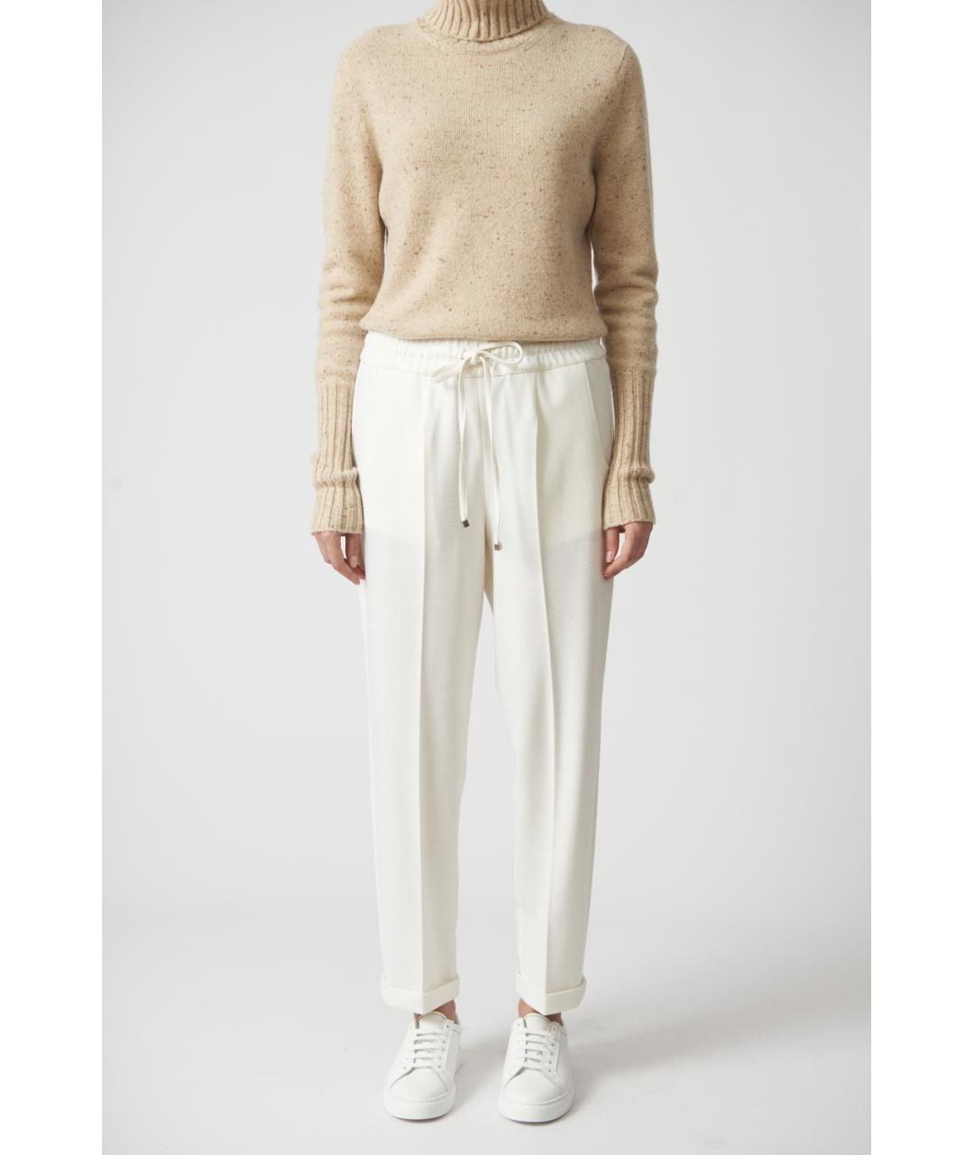 KITON Белые шерстяные прямые брюки, фото 2