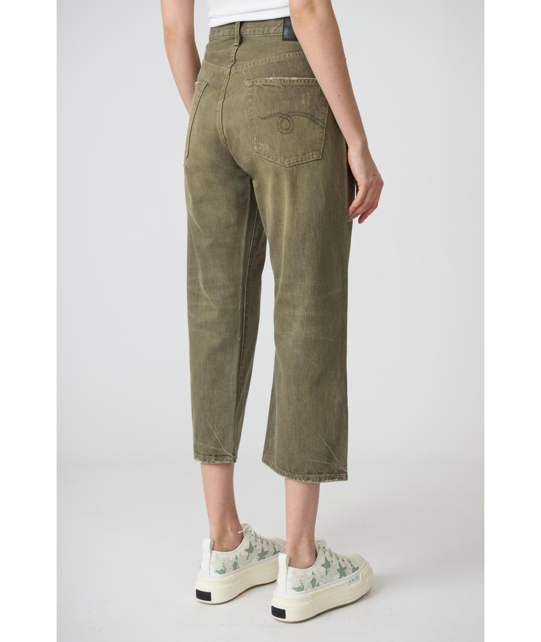 R13 Хаки хлопковые прямые джинсы, фото 3