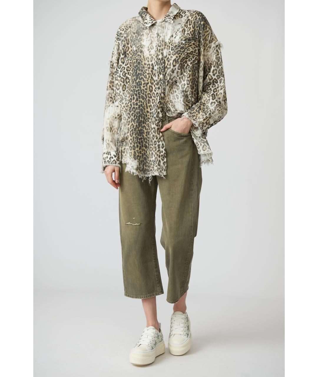 R13 Хаки хлопковые прямые джинсы, фото 5