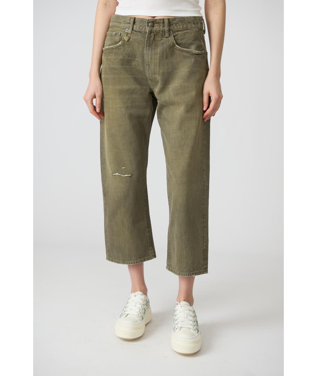 R13 Хаки хлопковые прямые джинсы, фото 6