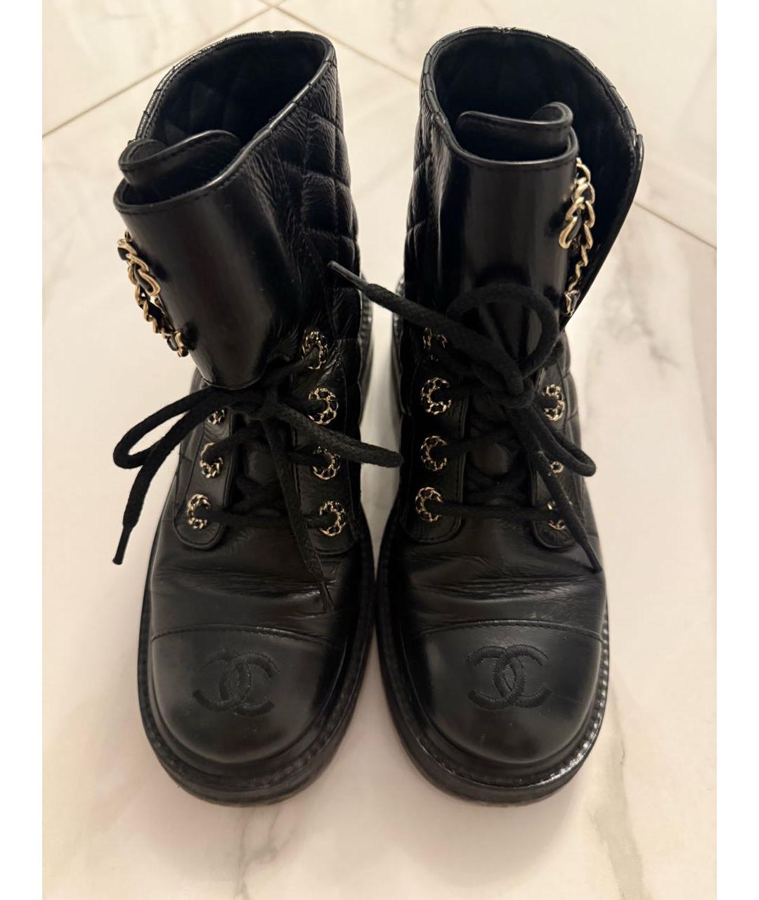 CHANEL Черные кожаные ботинки, фото 3