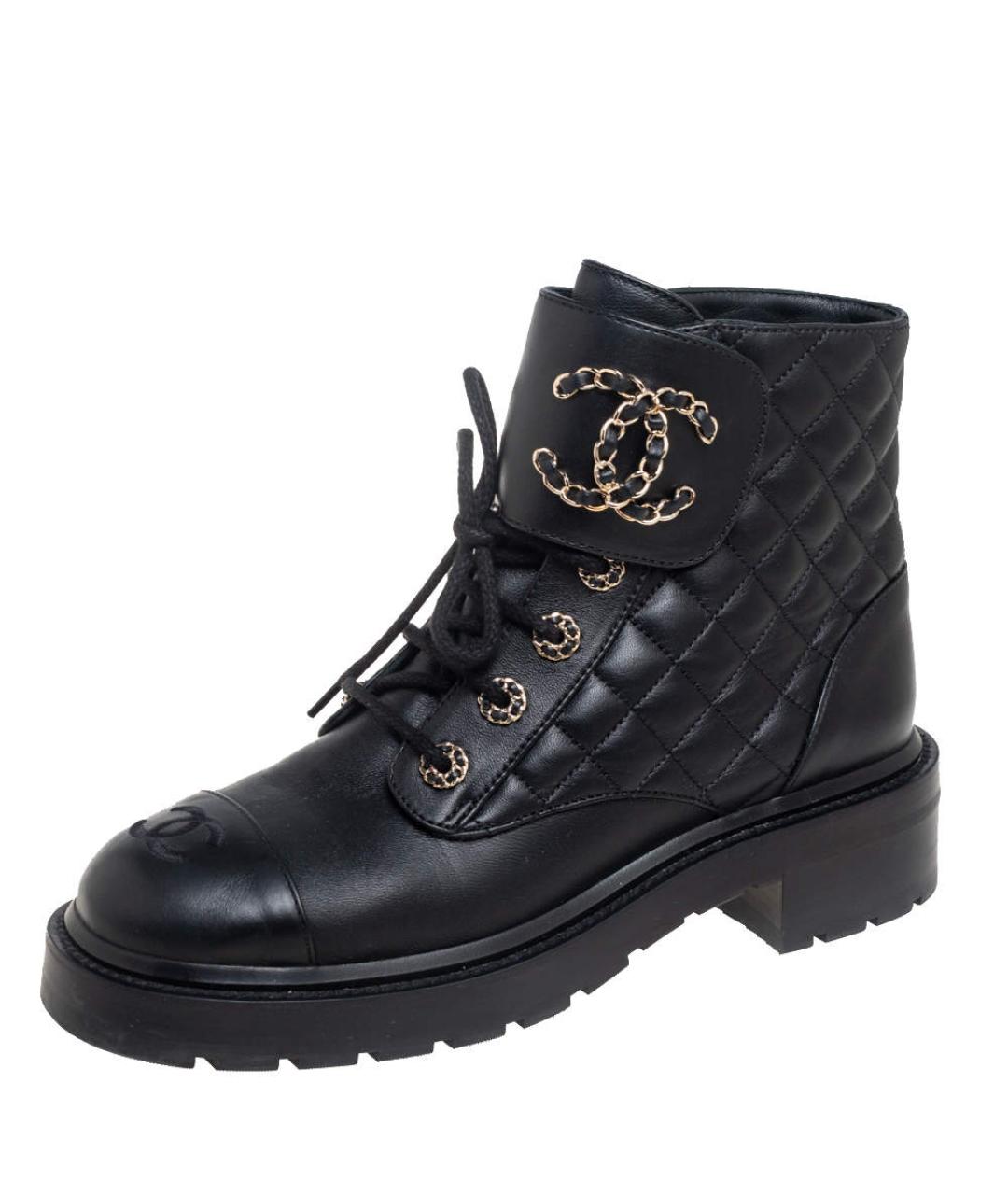 CHANEL Черные кожаные ботинки, фото 6