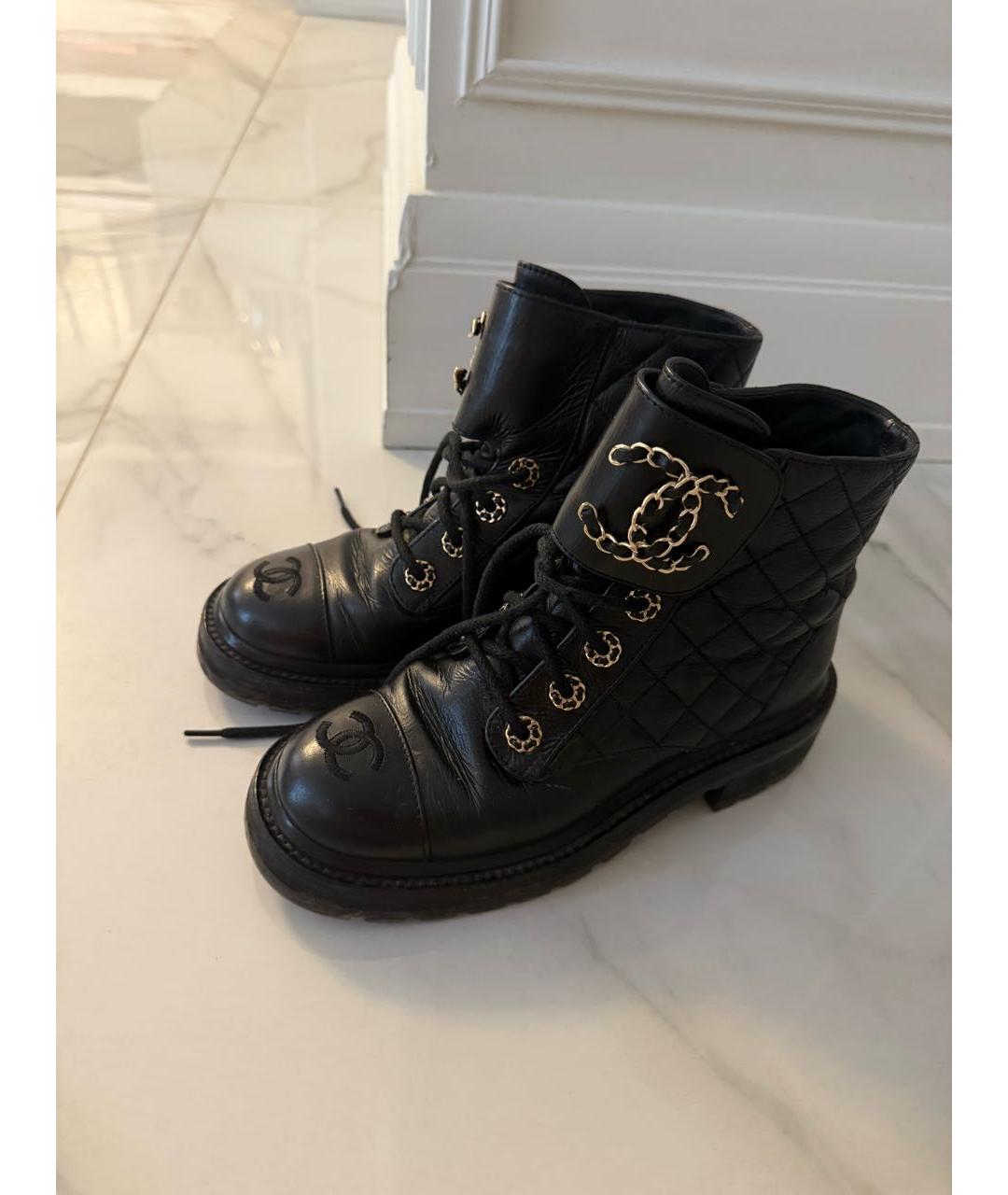 CHANEL Черные кожаные ботинки, фото 2