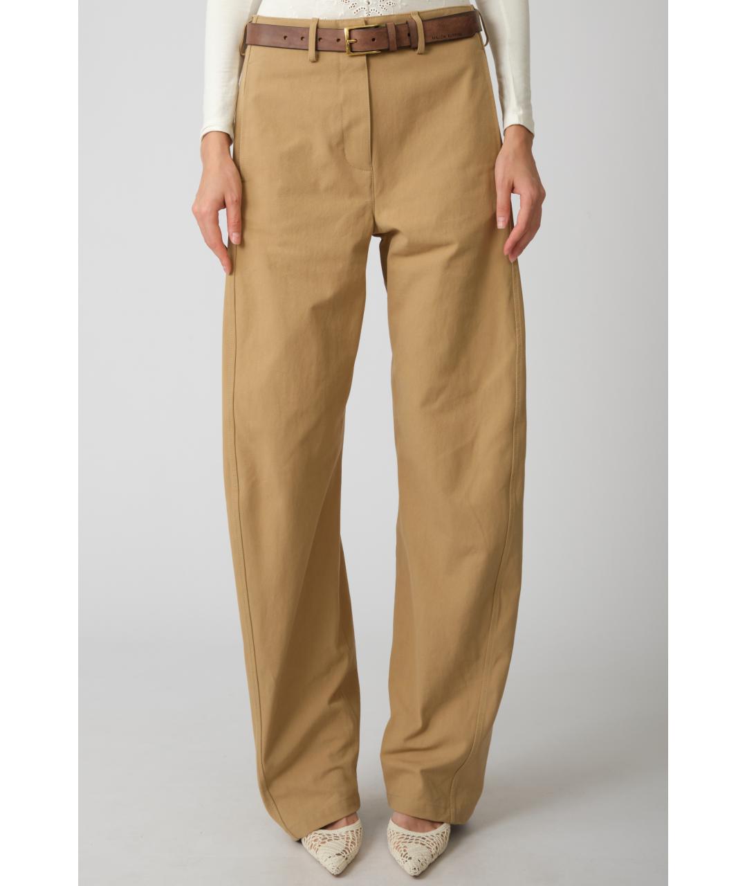 MAGDA BUTRYM Бежевые хлопковые прямые брюки, фото 9