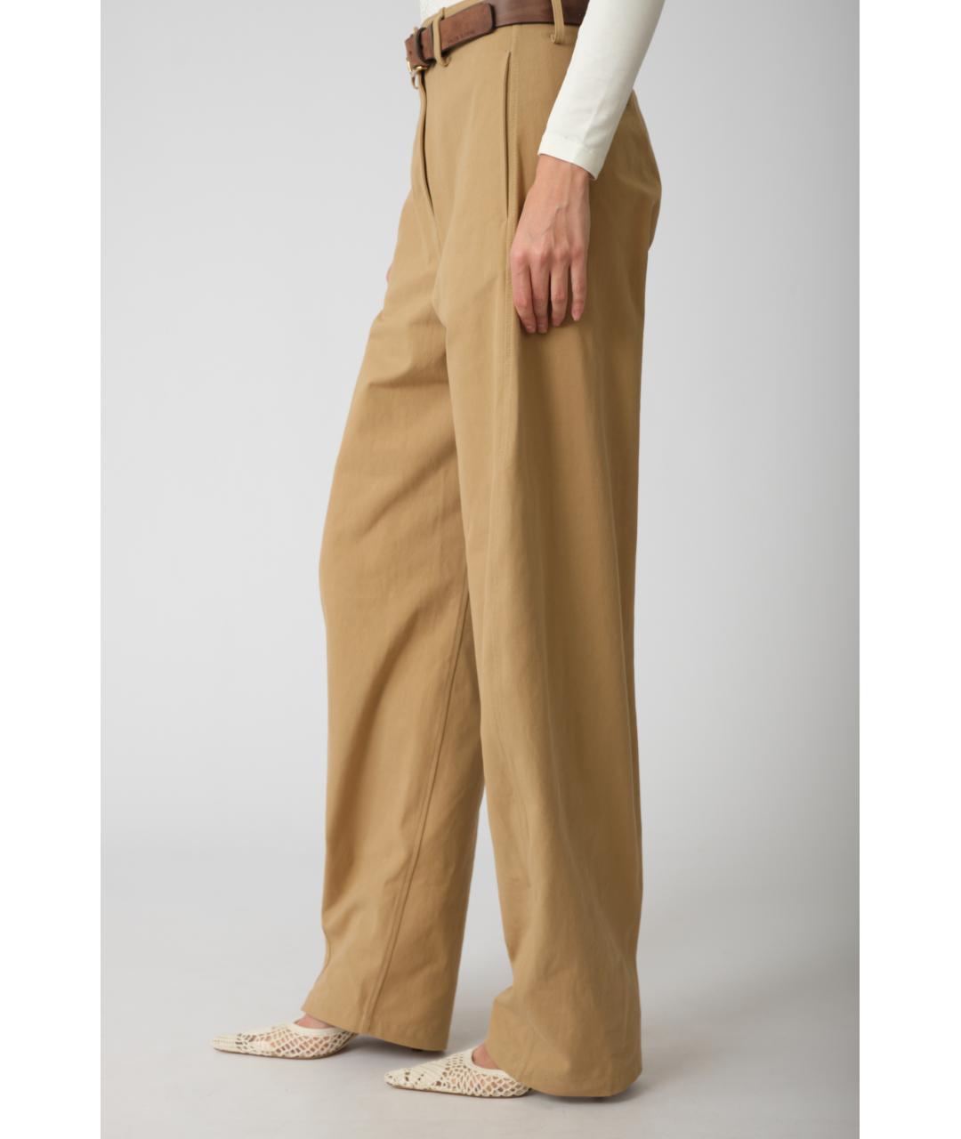 MAGDA BUTRYM Бежевые хлопковые прямые брюки, фото 2