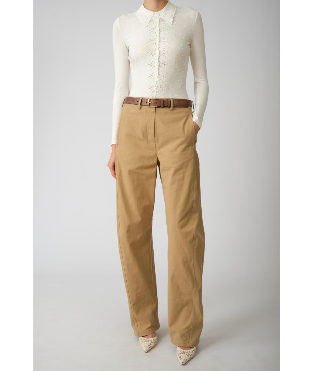 MAGDA BUTRYM Бежевые хлопковые прямые брюки, фото 6