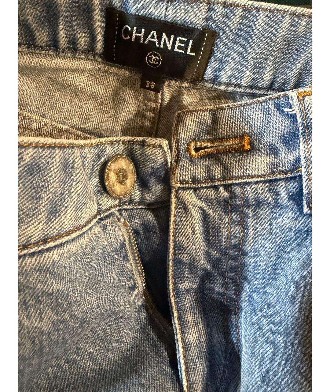 CHANEL Голубые хлопковые прямые джинсы, фото 4