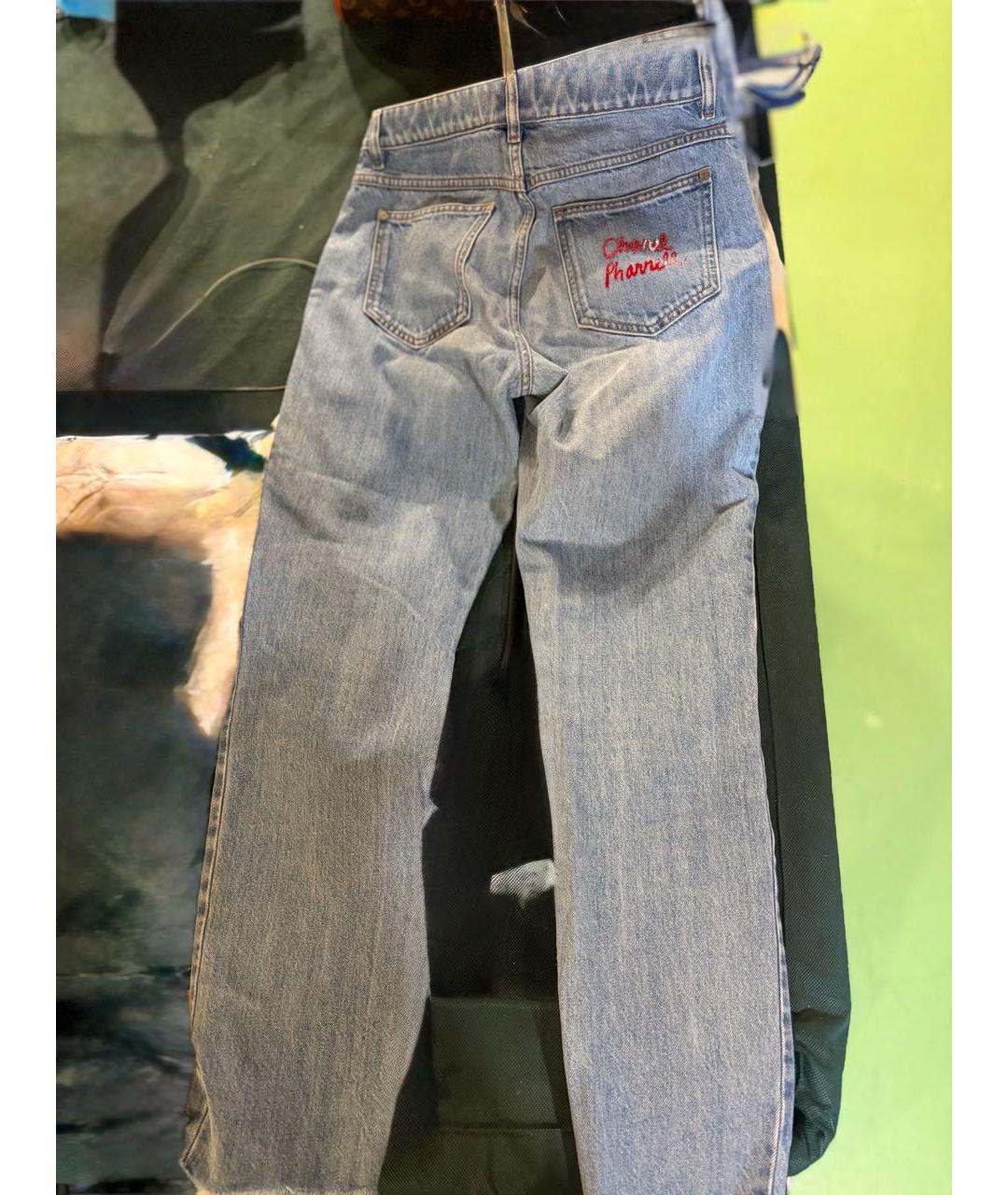 CHANEL Голубые хлопковые прямые джинсы, фото 2