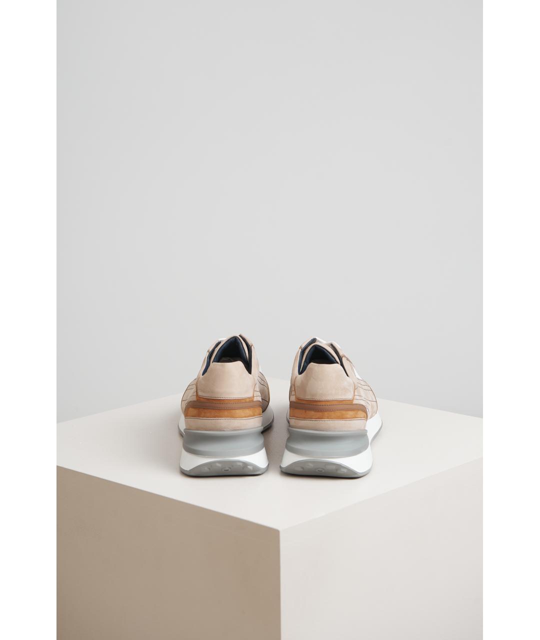 ZILLI Бежевые кожаные низкие кроссовки / кеды, фото 4