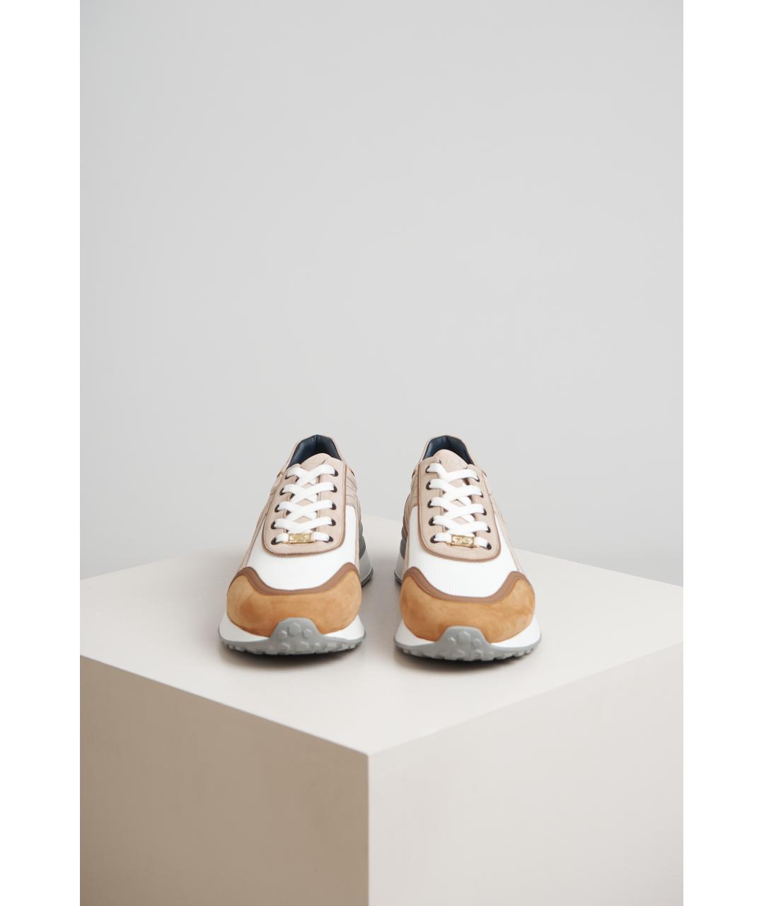 ZILLI Бежевые кожаные низкие кроссовки / кеды, фото 5