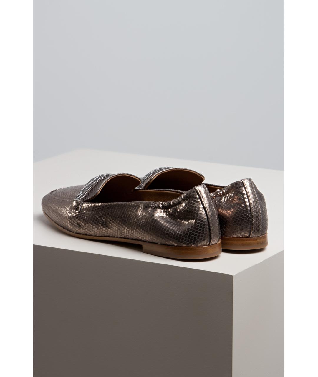 BRUNELLO CUCINELLI Золотые кожаные лоферы, фото 3