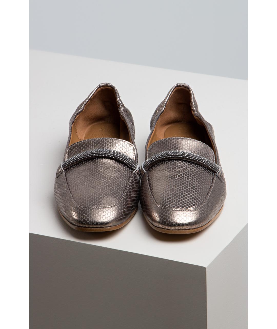 BRUNELLO CUCINELLI Золотые кожаные лоферы, фото 2
