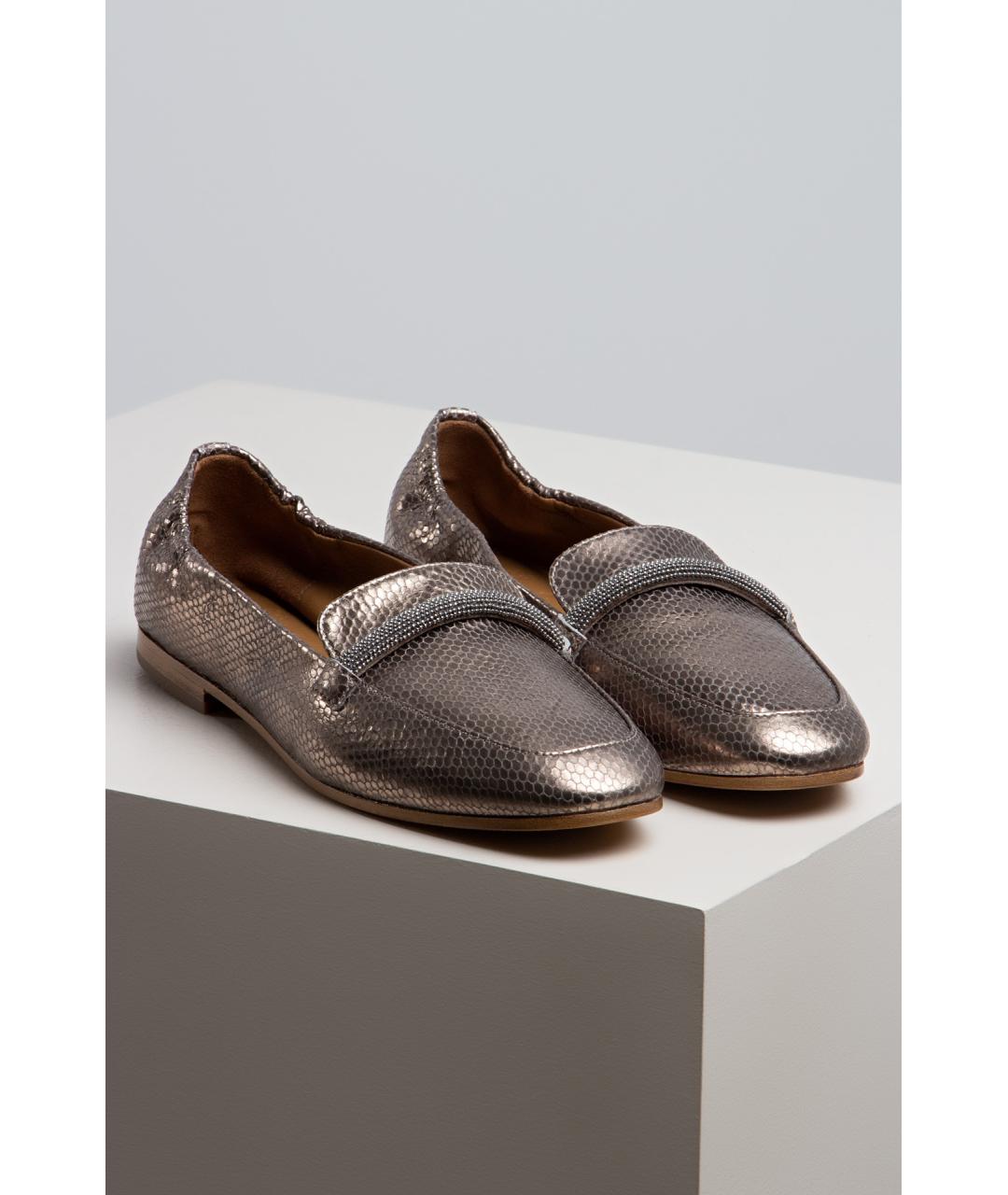 BRUNELLO CUCINELLI Золотые кожаные лоферы, фото 4