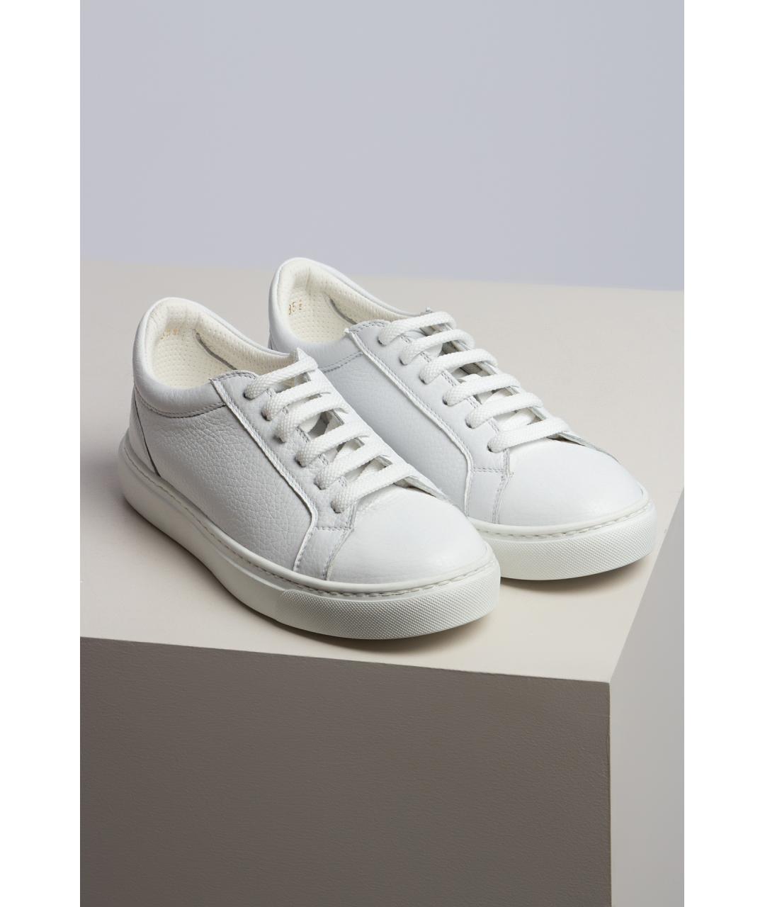 KITON Белые кожаные кеды, фото 5