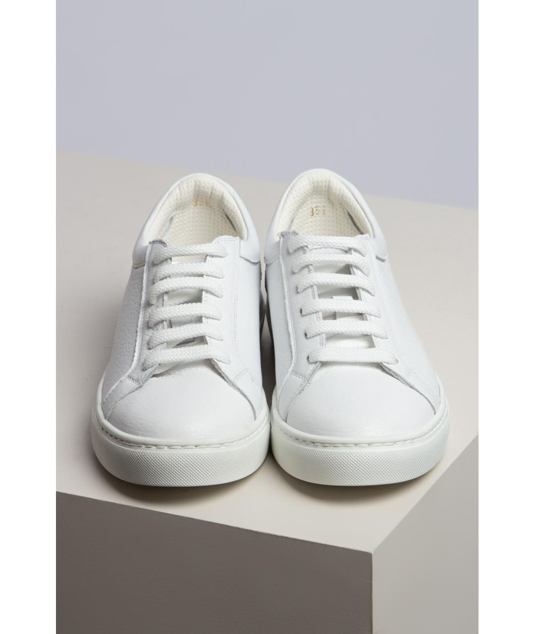 KITON Белые кожаные кеды, фото 2