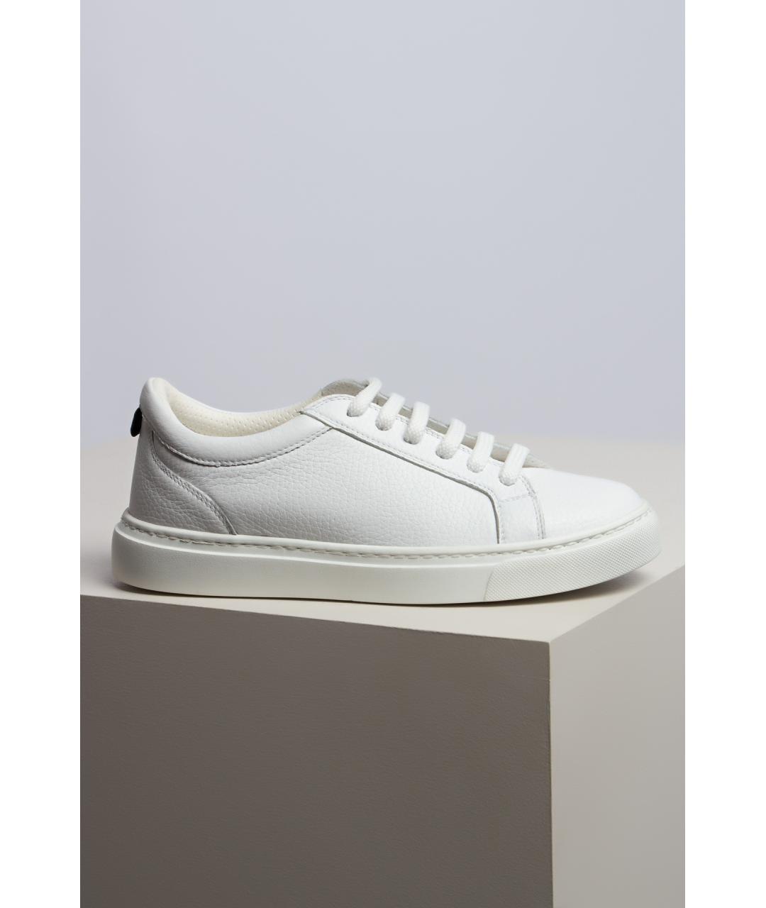 KITON Белые кожаные кеды, фото 4