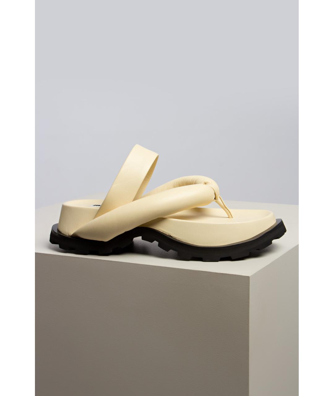 JIL SANDER Желтые кожаные сандалии, фото 5