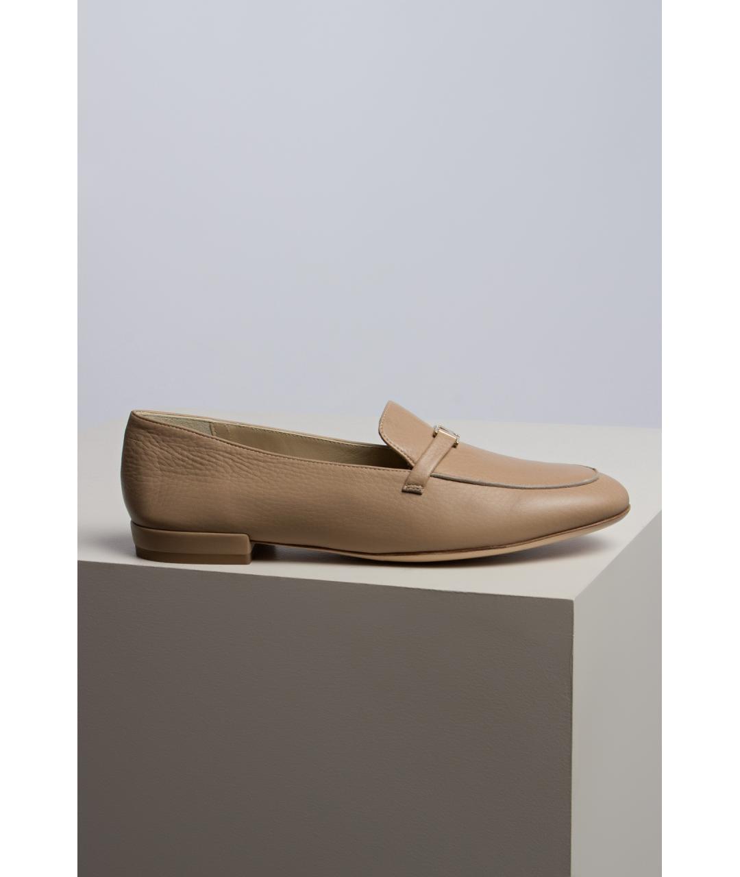 KITON Бежевые кожаные слипоны, фото 4