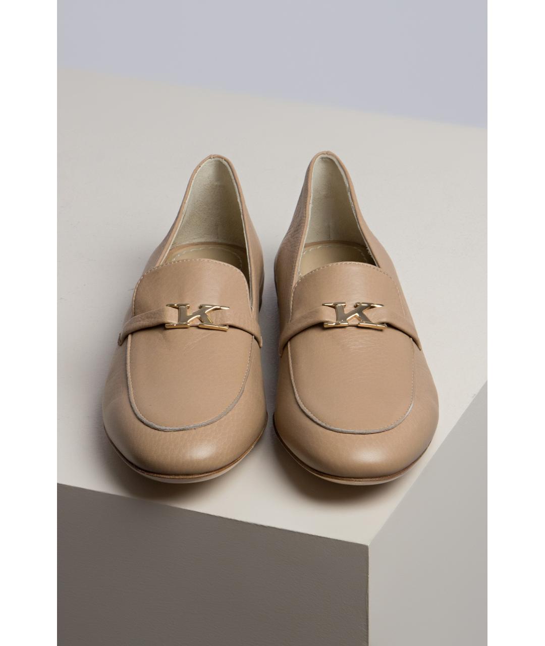 KITON Бежевые кожаные слипоны, фото 2