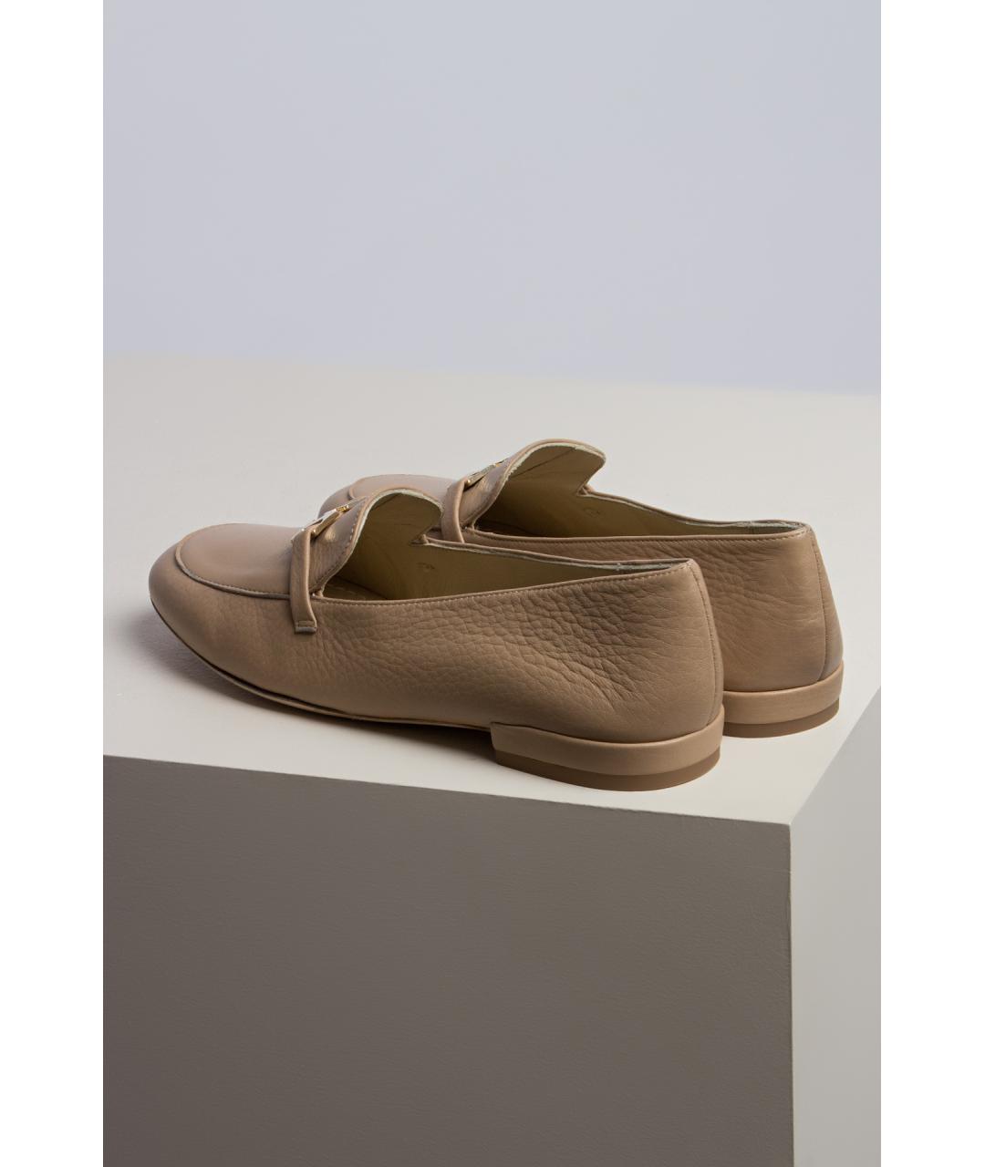 KITON Бежевые кожаные слипоны, фото 3