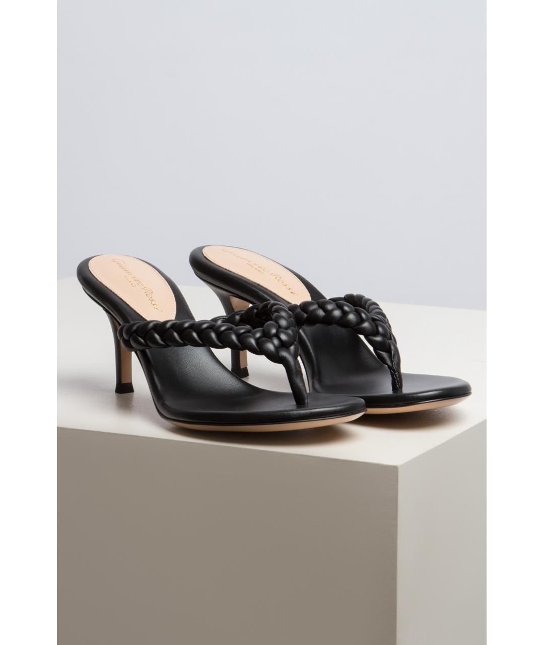 GIANVITO ROSSI Черные кожаные босоножки, фото 5