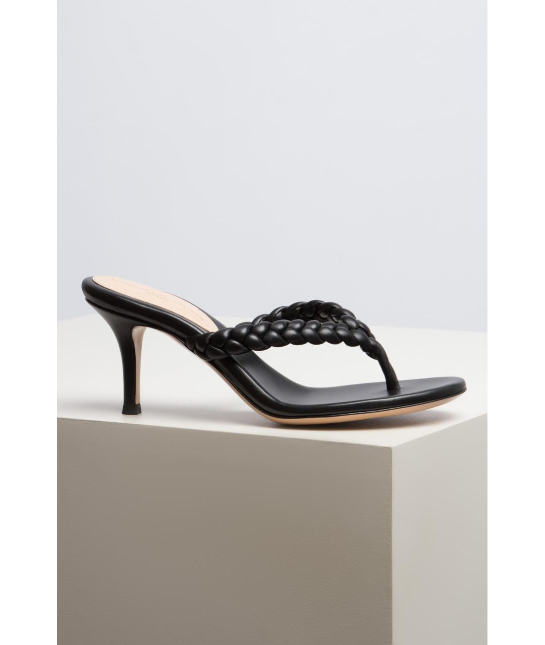 GIANVITO ROSSI Черные кожаные босоножки, фото 4