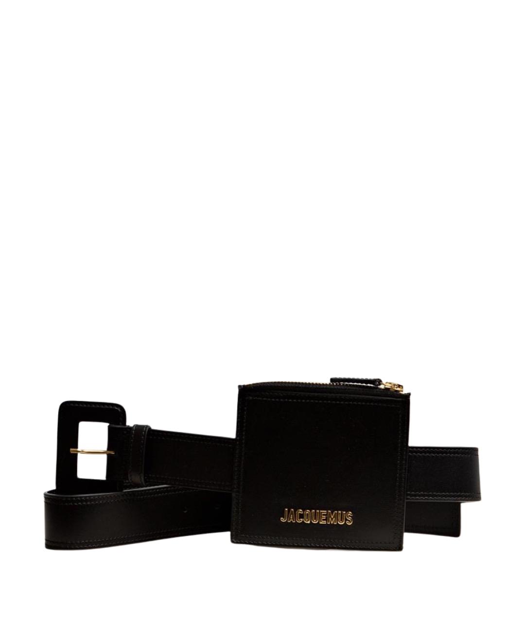 JACQUEMUS Черная кожаная поясная сумка, фото 1