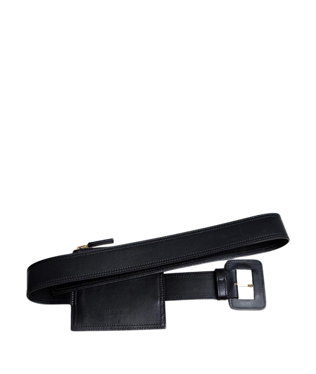 JACQUEMUS Черная кожаная поясная сумка, фото 2