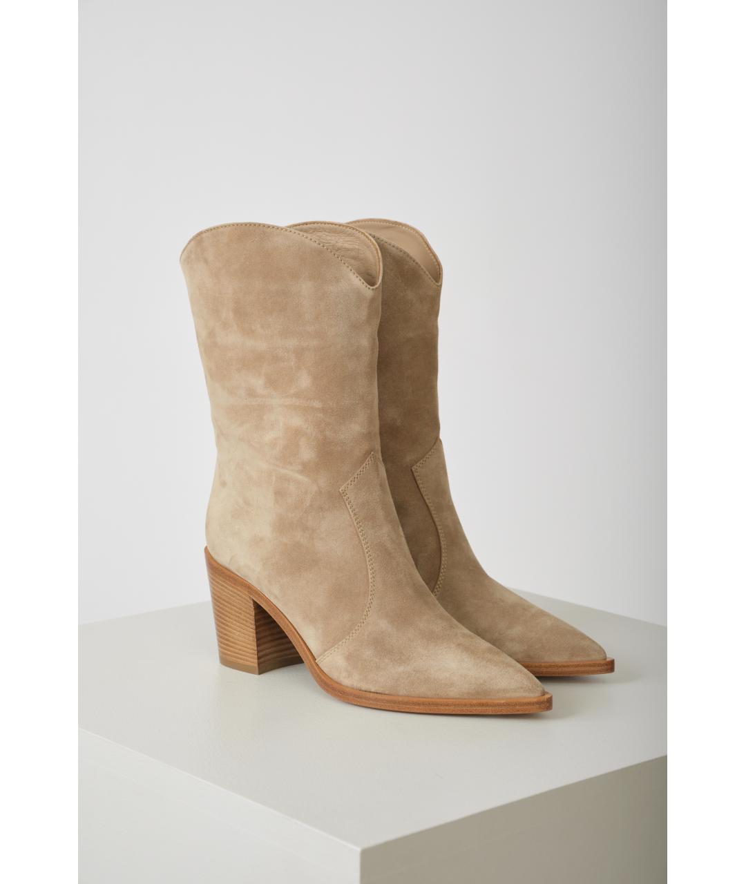 GIANVITO ROSSI Бежевые замшевые сапоги, фото 4