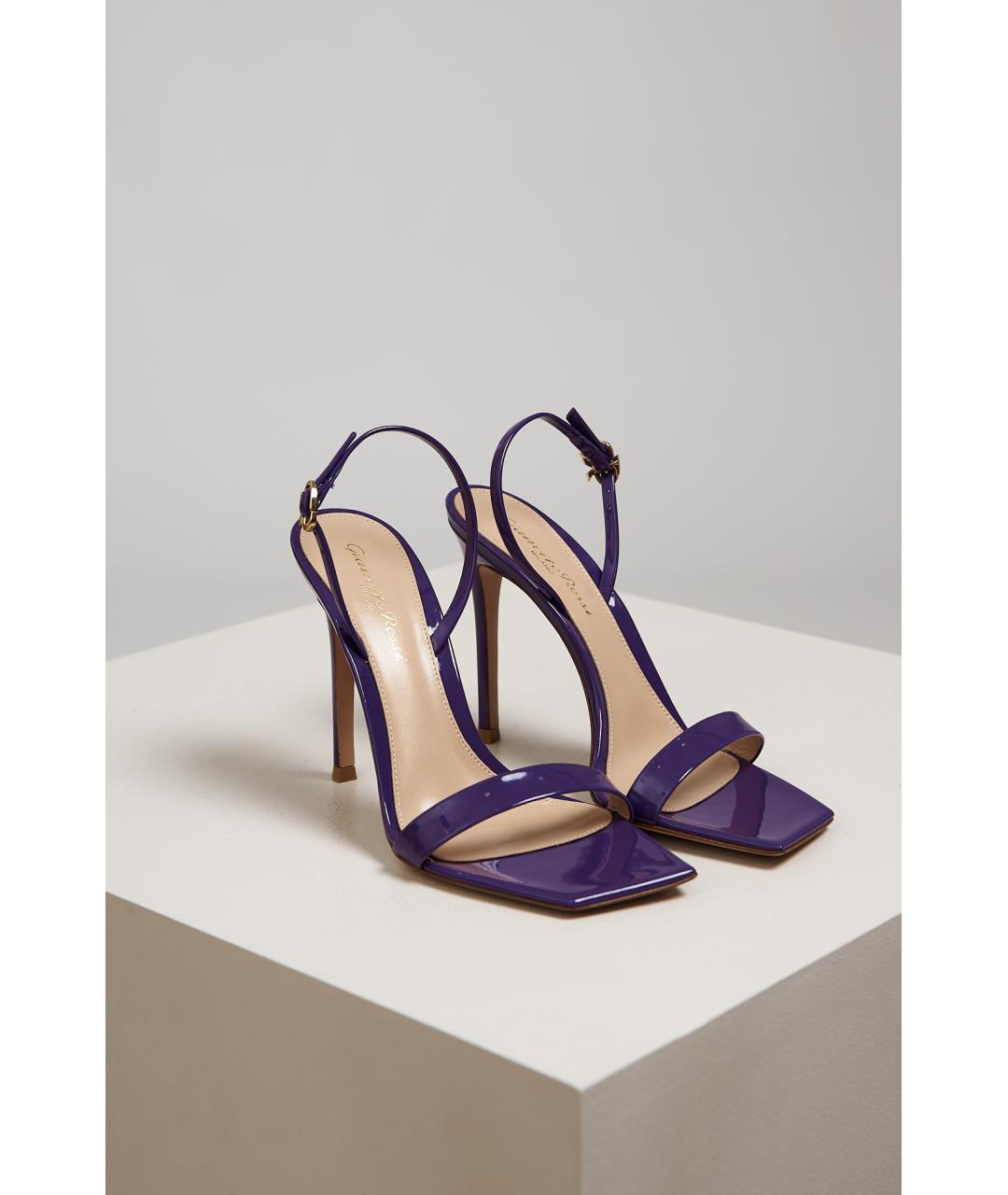 GIANVITO ROSSI Фиолетовые кожаные босоножки, фото 6