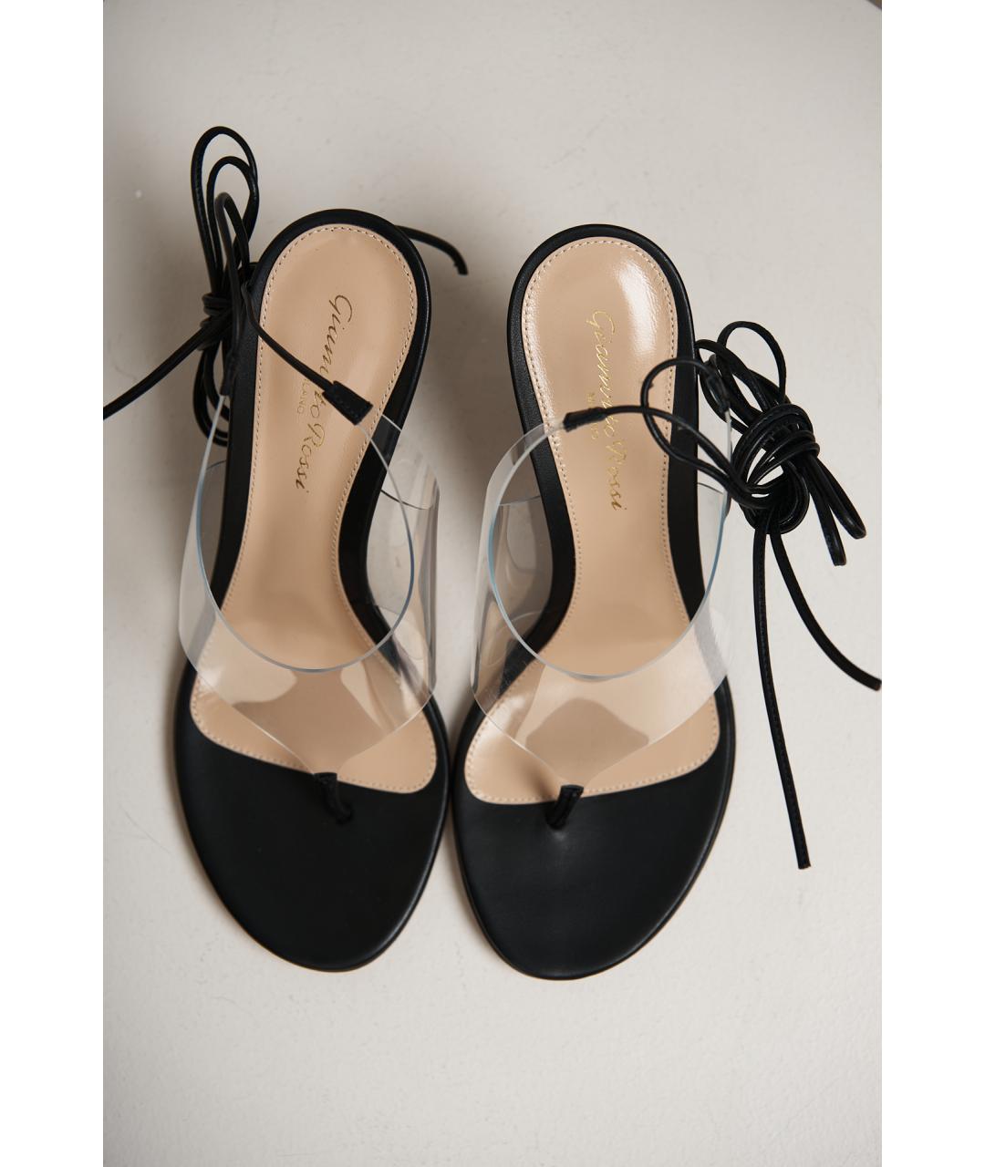 GIANVITO ROSSI Черные кожаные босоножки, фото 4