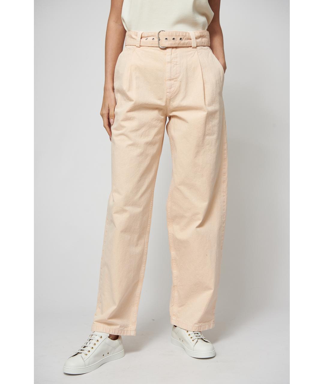 JIL SANDER Оранжевое хлопковые прямые брюки, фото 2