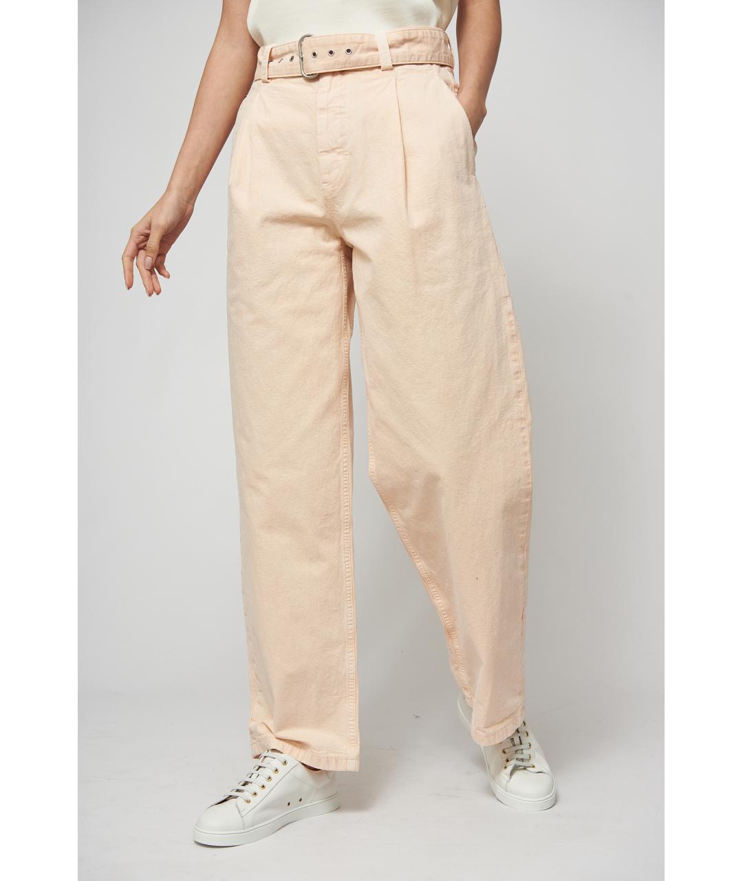 JIL SANDER Оранжевое хлопковые прямые брюки, фото 6