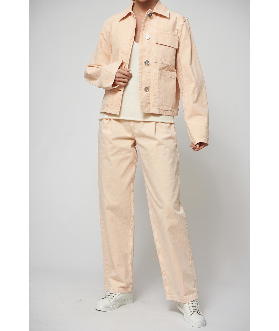 JIL SANDER Оранжевое хлопковые прямые брюки, фото 3