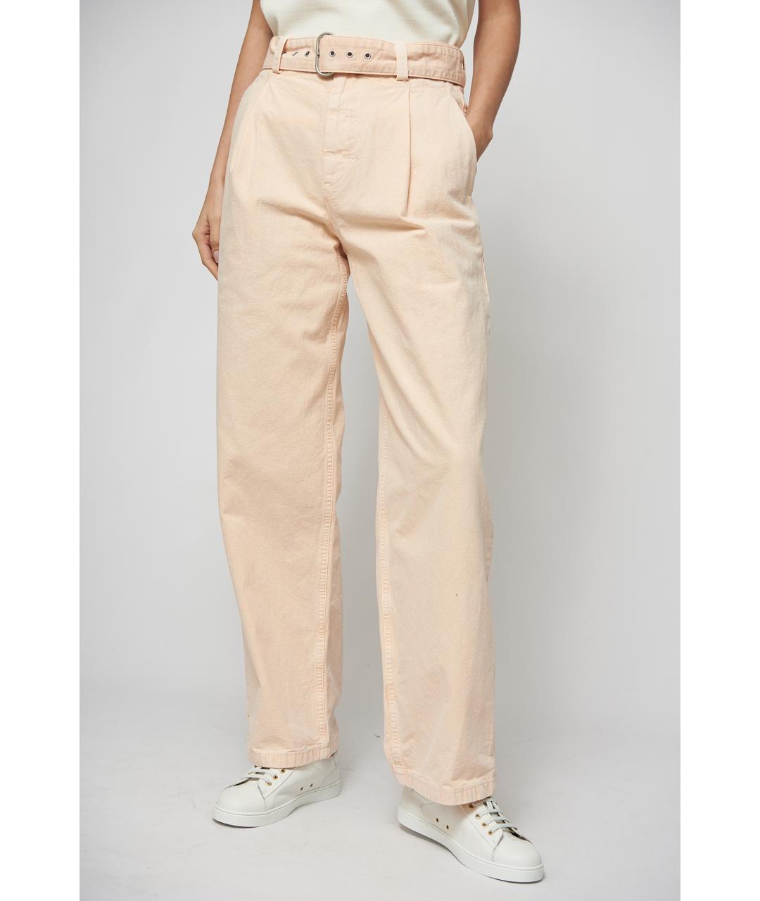 JIL SANDER Оранжевое хлопковые прямые брюки, фото 4