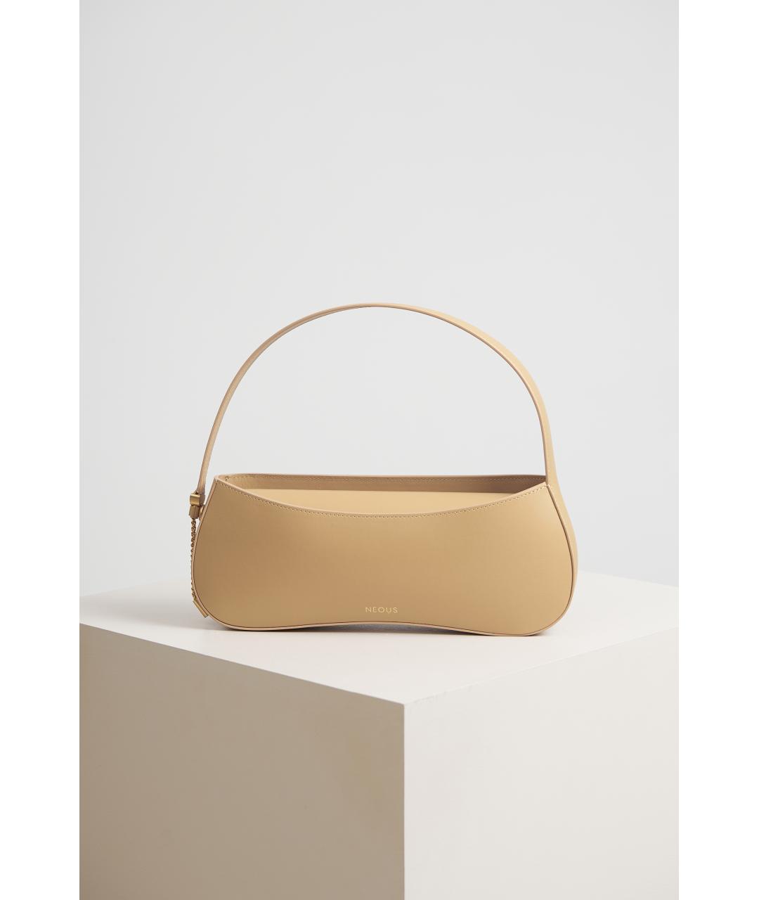 NEOUS Бежевая кожаная сумка с короткими ручками, фото 6