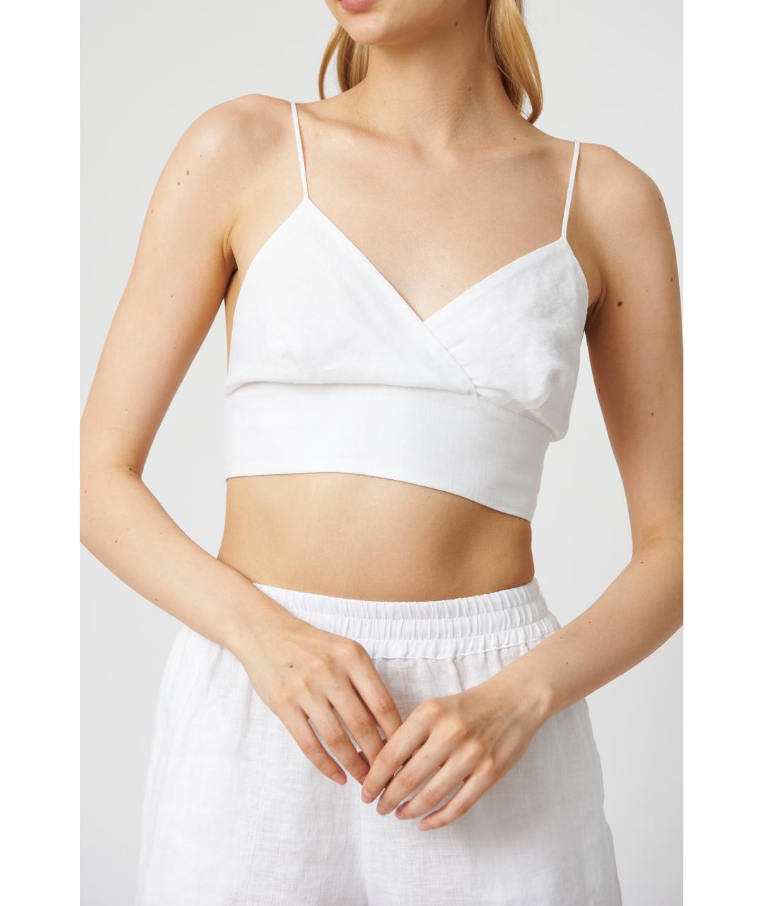 MC2 SAINT BARTH Белая льняная майка, фото 2