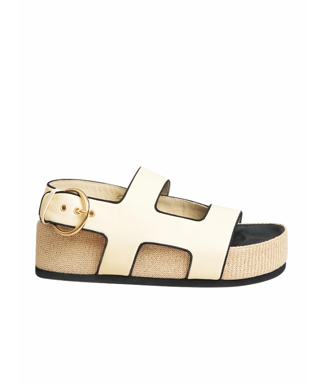 NEOUS Бежевые кожаные сандалии, фото 1