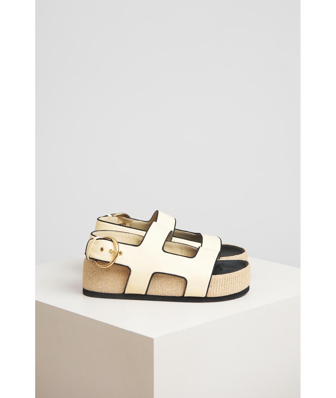 NEOUS Бежевые кожаные сандалии, фото 2