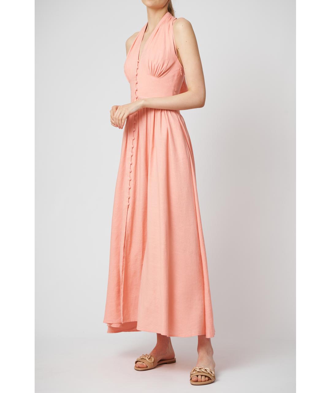CULT GAIA Розовое льняное повседневное платье, фото 4