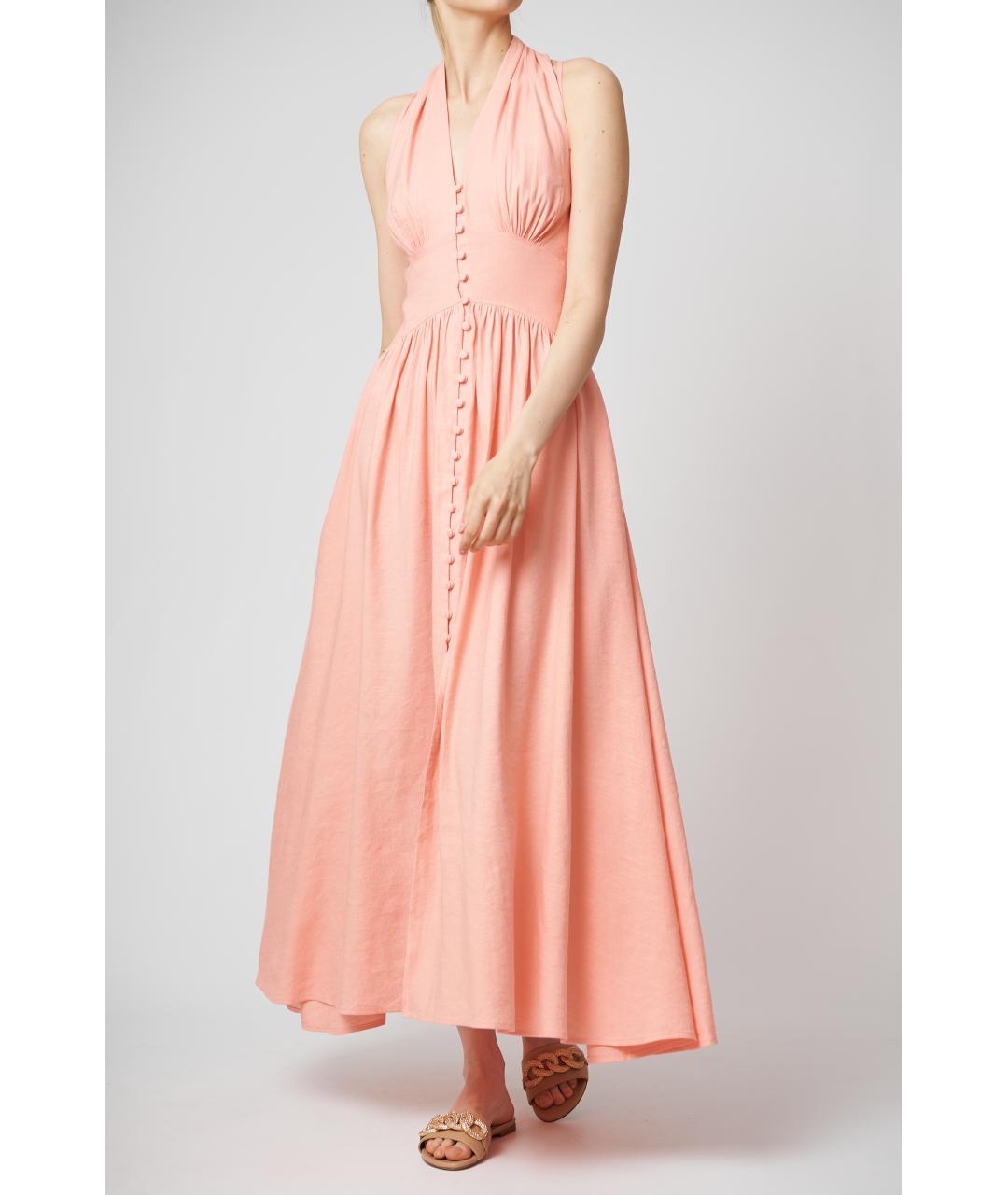 CULT GAIA Розовое льняное повседневное платье, фото 2