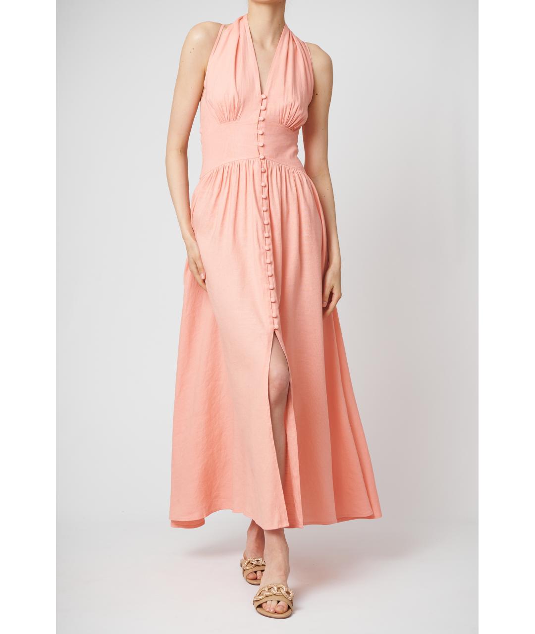 CULT GAIA Розовое льняное повседневное платье, фото 3