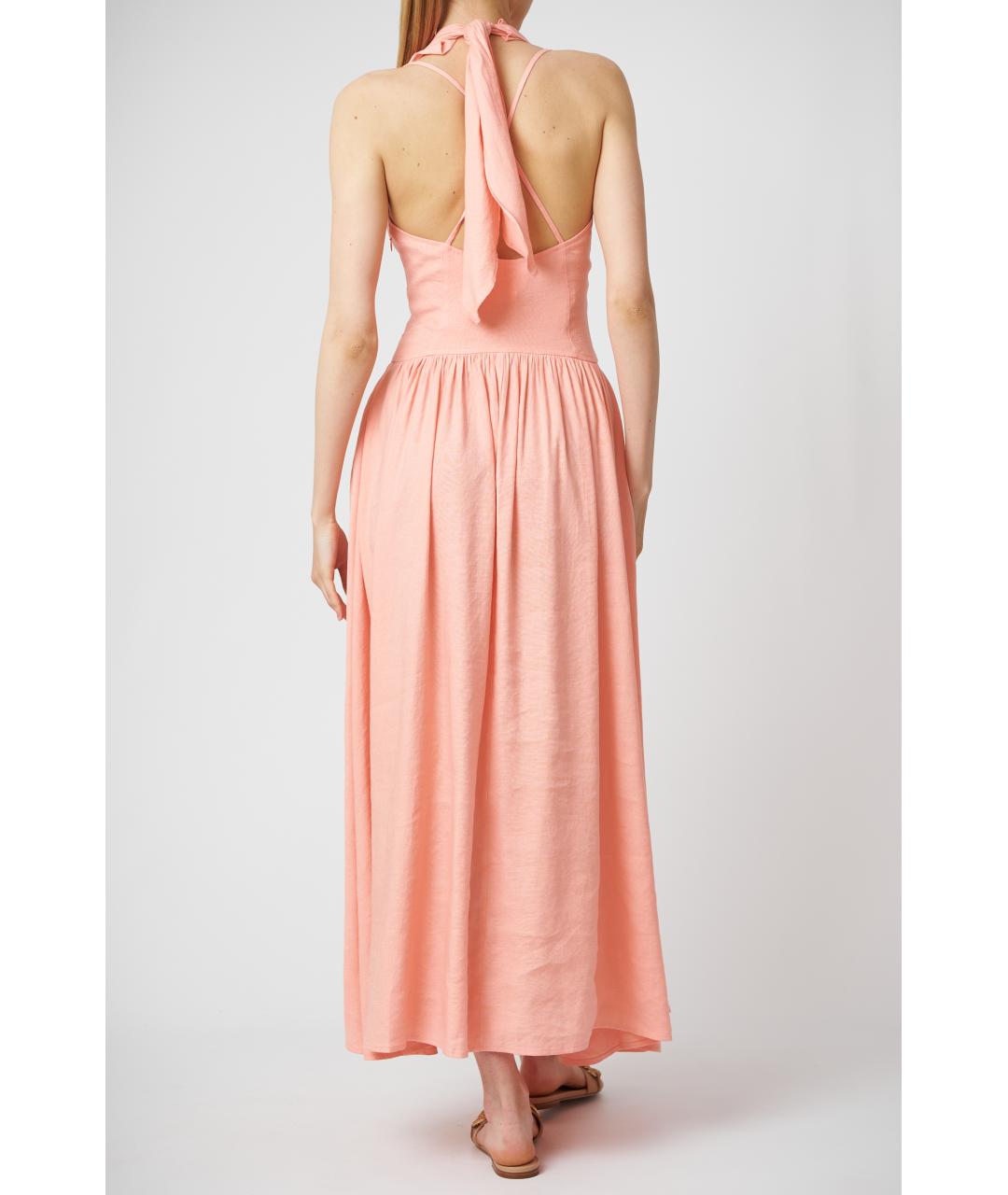 CULT GAIA Розовое льняное повседневное платье, фото 6