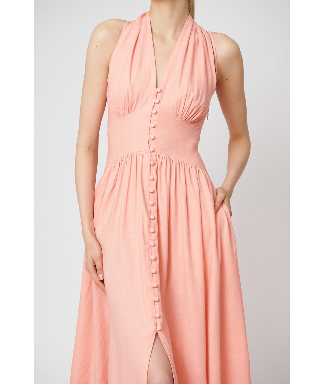 CULT GAIA Розовое льняное повседневное платье, фото 5