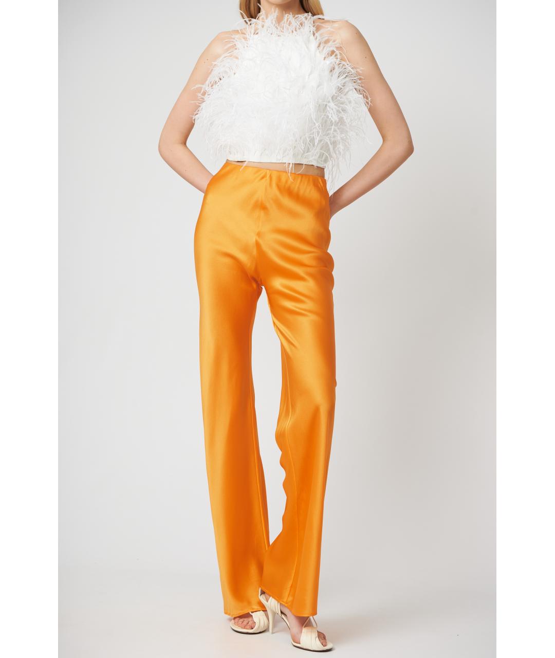 CULT GAIA Оранжевое шелковые прямые брюки, фото 5