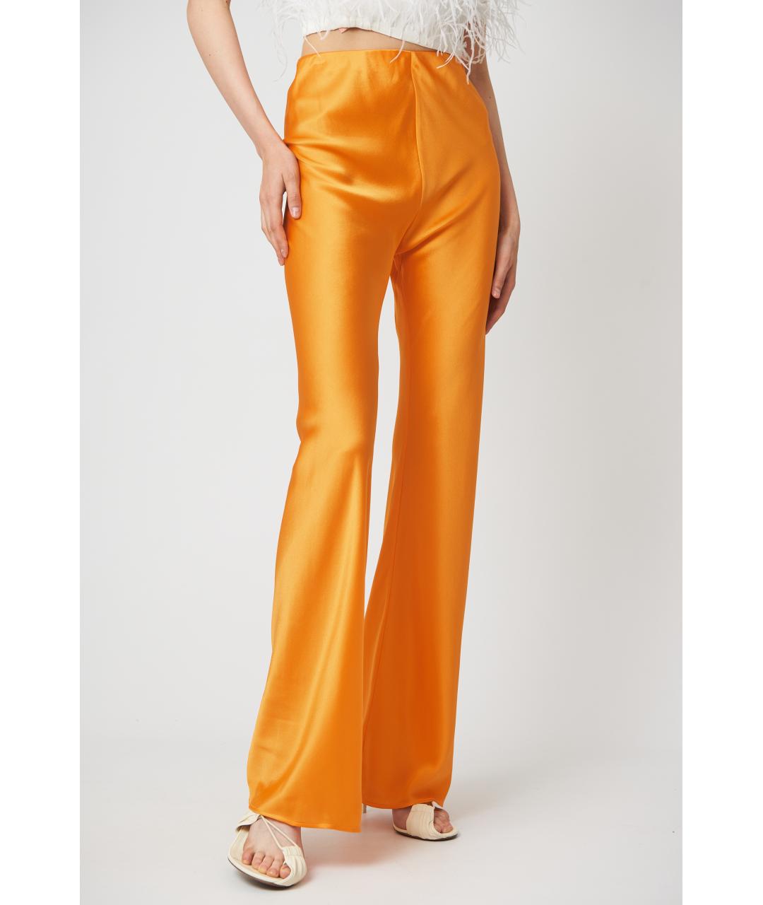 CULT GAIA Оранжевое шелковые прямые брюки, фото 3