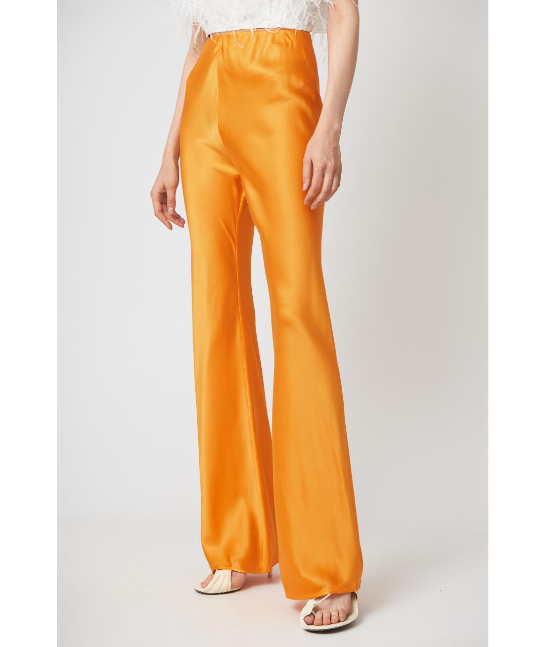 CULT GAIA Оранжевое шелковые прямые брюки, фото 2
