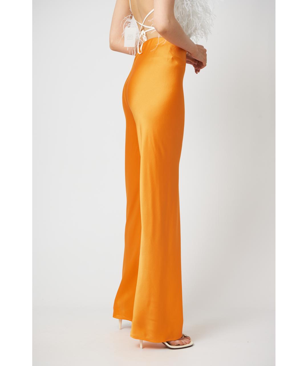 CULT GAIA Оранжевое шелковые прямые брюки, фото 4