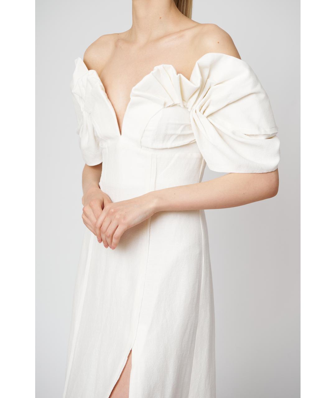 CULT GAIA Белое льняное коктейльное платье, фото 3